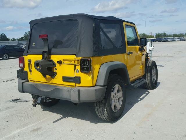 1J4FA24158L634091 - 2008 JEEP WRANGLER X YELLOW photo 4