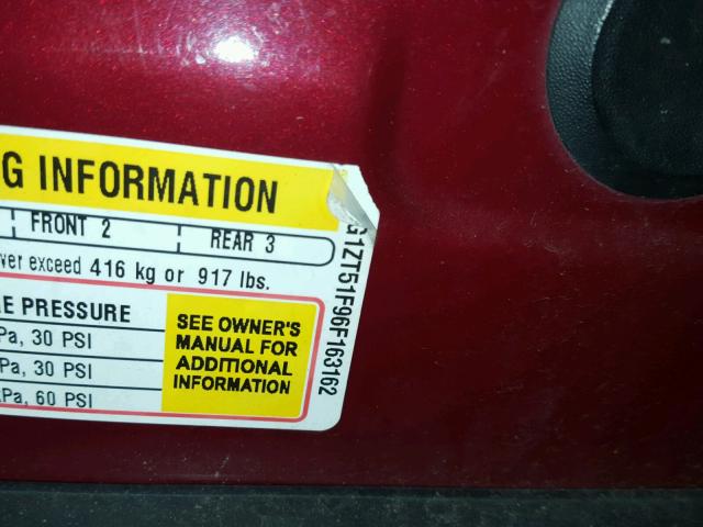 1G1ZT51F96F163162 - 2006 CHEVROLET MALIBU LT Tünd qırmızı foto 10