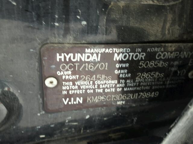 KM8SC13D62U179849 - 2002 HYUNDAI SANTA FE G BLACK photo 10