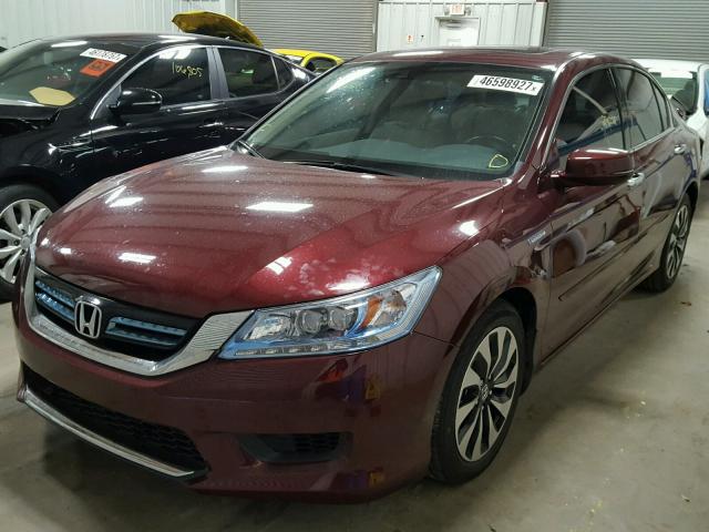 1HGCR6F72EA000501 - 2014 HONDA ACCORD HYB MAROON photo 2