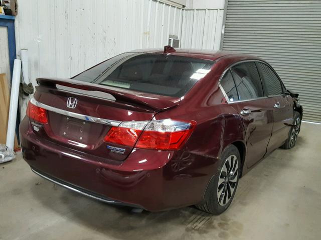 1HGCR6F72EA000501 - 2014 HONDA ACCORD HYB MAROON photo 4