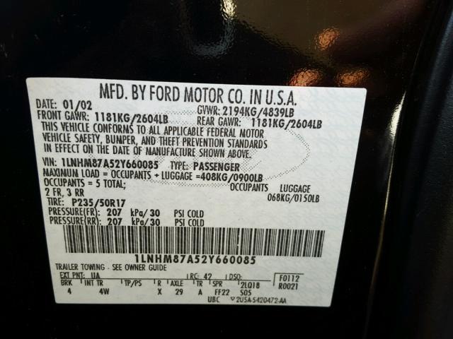 1LNHM87A52Y660085 - 2002 LINCOLN LS 黑色 照片 10