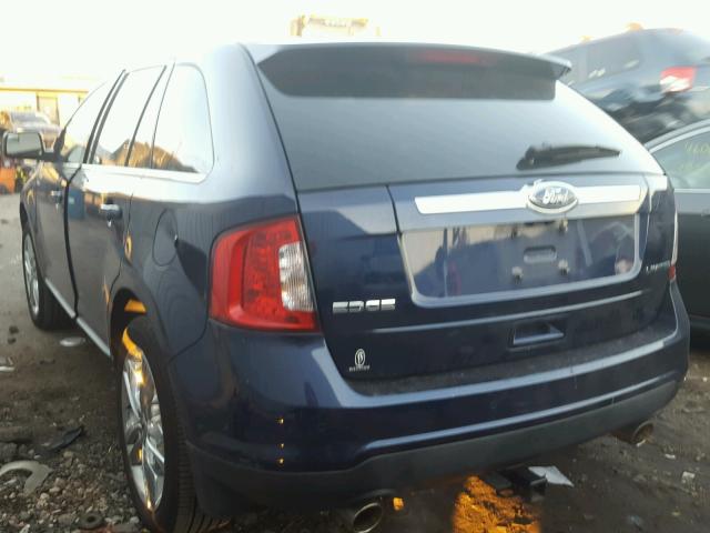 2FMDK3KC6BBA69535 - 2011 FORD EDGE LIMIT BLUE photo 3