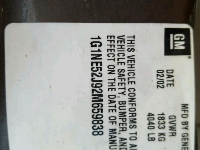 1G1NE52J92M659838 - 2002 CHEVROLET MALIBU LS Qəhvəyi foto 10