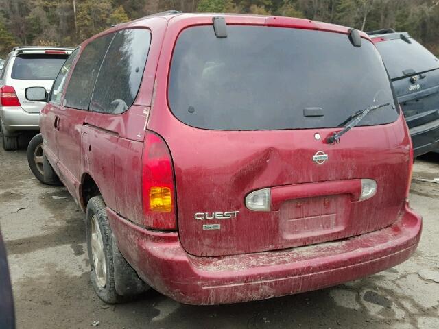 4N2XN11T3XD841275 - 1999 NISSAN QUEST SE RED photo 3