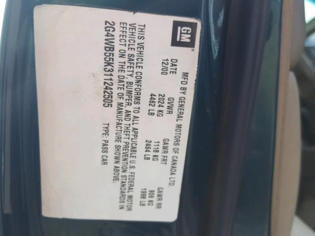 2G4WB55K0Y1330745 - 2000 BUICK REGAL LS GREEN photo 10