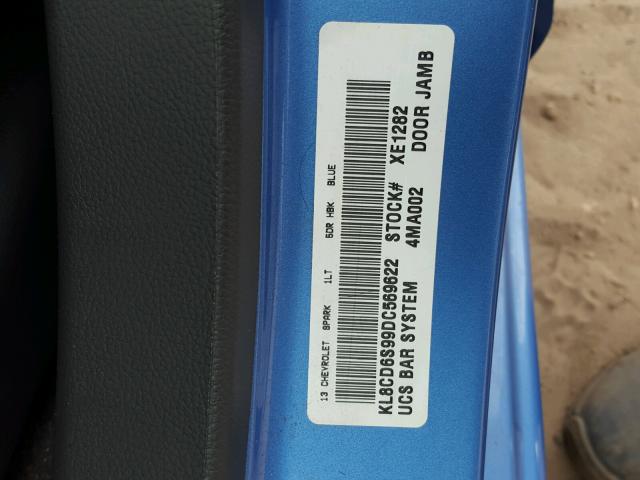 KL8CD6S99DC569622 - 2013 CHEVROLET SPARK 1LT Синий фото 10