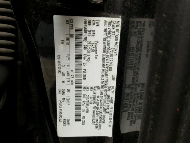 1FADP3K25EL260256 - 2014 FORD FOCUS SE BLACK photo 10