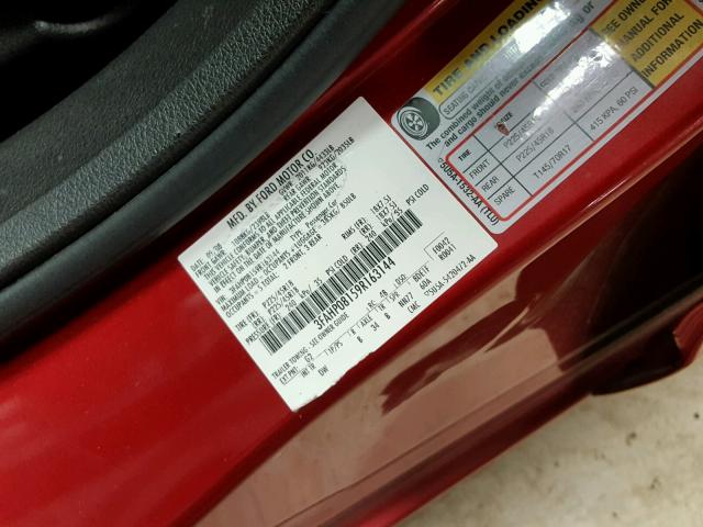 3FAHP08159R163144 - 2009 FORD FUSION SEL RED photo 10