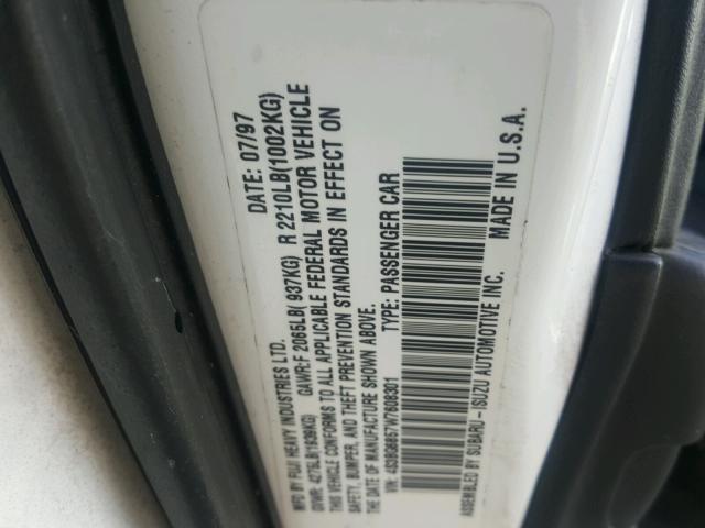 4S3BG6857W7608301 - 1998 SUBARU LEGACY 30T WHITE photo 10