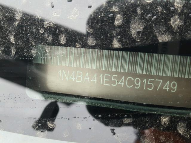 1N4BA41E54C915749 - 2004 NISSAN MAXIMA SE SILVER photo 10