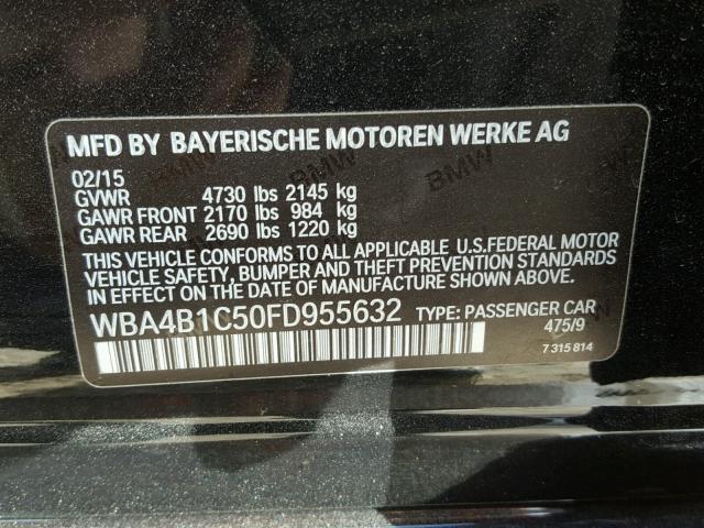 WBA4B1C50FD955632 - 2015 BMW 435 I BLACK photo 10