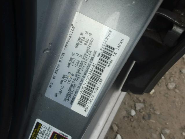 JM1BL1K46B1380481 - 2011 MAZDA SPEED 3 灰色 照片 10