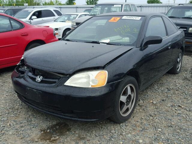 1HGEM22542L029468 - 2002 HONDA CIVIC LX BLACK photo 2