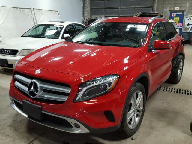 WDCTG4GB9FJ122814 - 2015 MERCEDES-BENZ GLA 250 4M RED photo 2