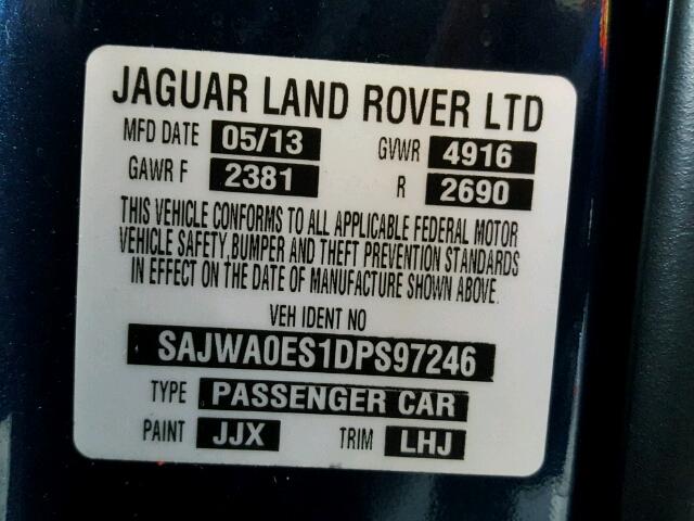 SAJWA0ES1DPS97246 - 2013 JAGUAR XF BLUE photo 10