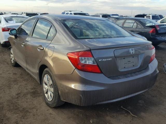 2HGFB2F5XCH566218 - 2012 HONDA CIVIC LX BROWN photo 3