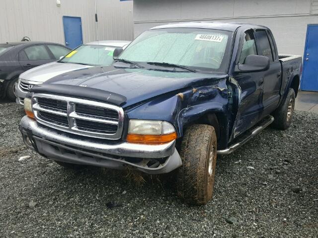 1B7HG48N22S725385 - 2002 DODGE DAKOTA QUA BLUE photo 2