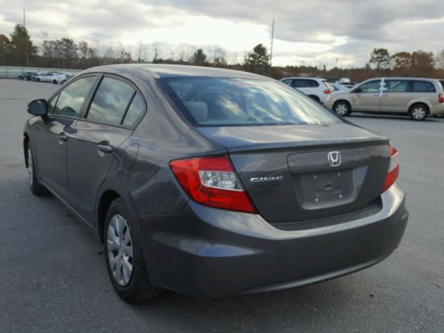 2HGFB2F59CH610600 - 2012 HONDA CIVIC LX GRAY photo 3