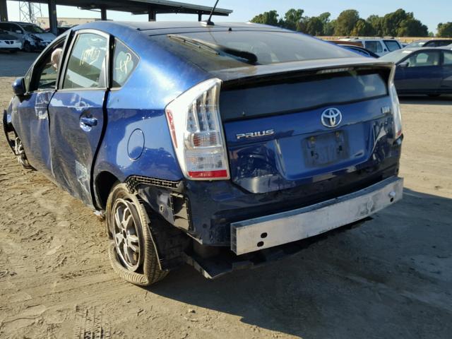 JTDKN3DU1B1392251 - 2011 TOYOTA PRIUS BLUE photo 3