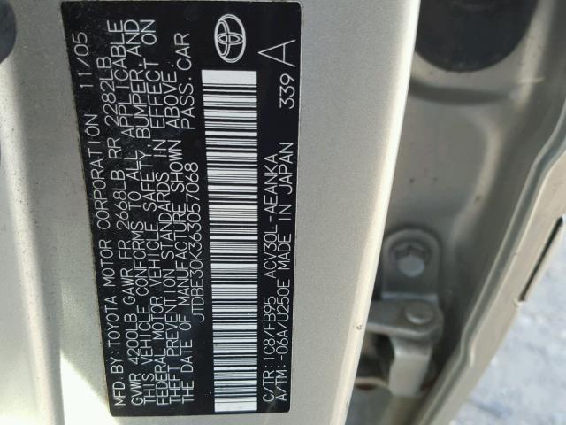 JTDBE30K363057068 - 2006 TOYOTA CAMRY LE 银色 照片 10