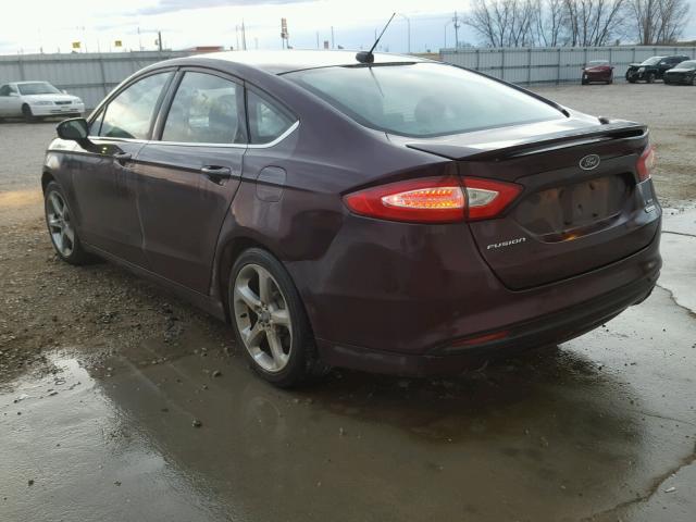 3FA6P0HR0DR238225 - 2013 FORD FUSION SE MAROON photo 3