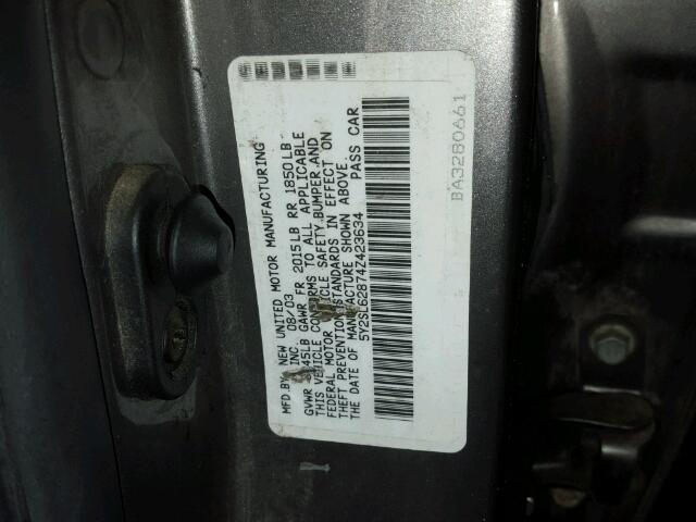 5Y2SL62874Z423634 - 2004 PONTIAC VIBE GRAY photo 10