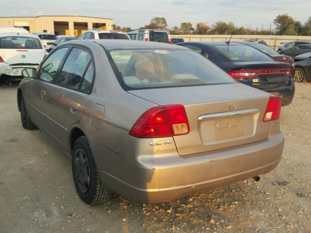 1HGES16542L041579 - 2002 HONDA CIVIC LX BEIGE photo 3