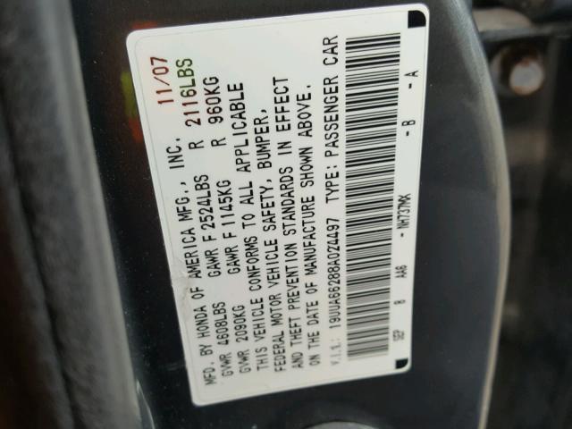 19UUA66288A024497 - 2008 ACURA TL GRAY photo 10