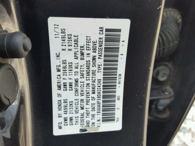 19UUA8F58DA004346 - 2013 ACURA TL TECH BLACK photo 10