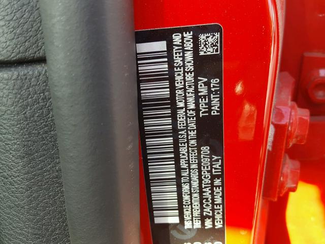 ZACCJAAT9GPE09708 - 2016 JEEP RENEGADE S RED photo 10