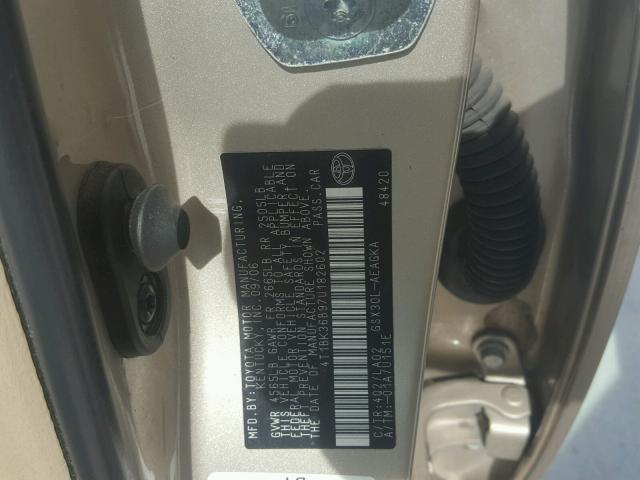 4T1BK36B97U182602 - 2007 TOYOTA AVALON XL Алтын фото 10