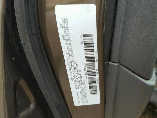 4S4WX92D184420103 - 2008 SUBARU TRIBECA LI BROWN photo 10