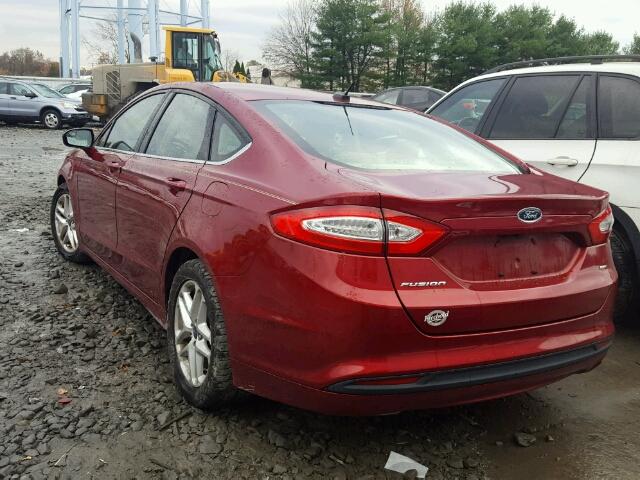 3FA6P0H76DR104978 - 2013 FORD FUSION SE RED photo 3