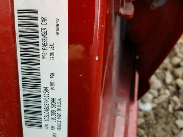 1C3LC46K97N511504 - 2007 CHRYSLER SEBRING RED photo 10