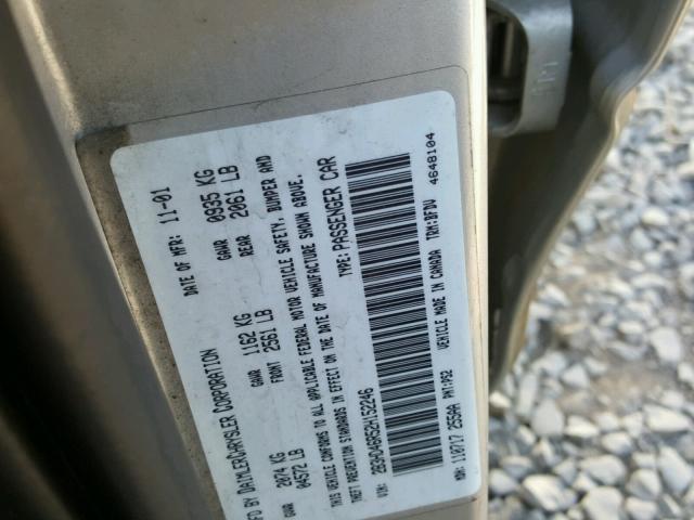 2B3HD46R52H152246 - 2002 DODGE INTREPID S ვერცხლისფერი ფოტო 10