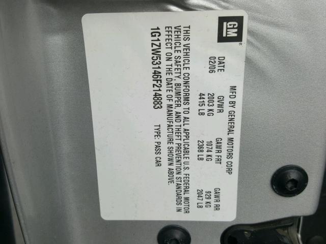 1G1ZW53146F214883 - 2006 CHEVROLET MALIBU SS Gümüş foto 10