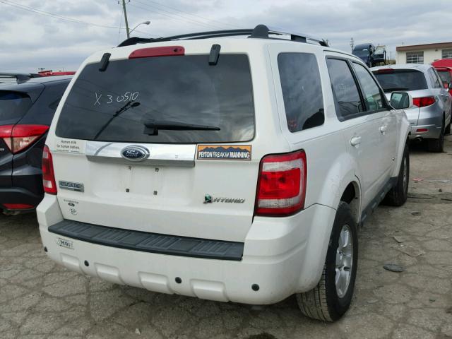 1FMCU59359KA24870 - 2009 FORD ESCAPE HYB WHITE photo 4