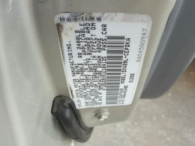 4T1BG22K91U104135 - 2001 TOYOTA CAMRY CE SILVER photo 10