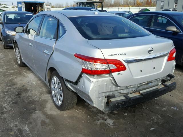 3N1AB7AP9FL662922 - 2015 NISSAN SENTRA S SILVER photo 3