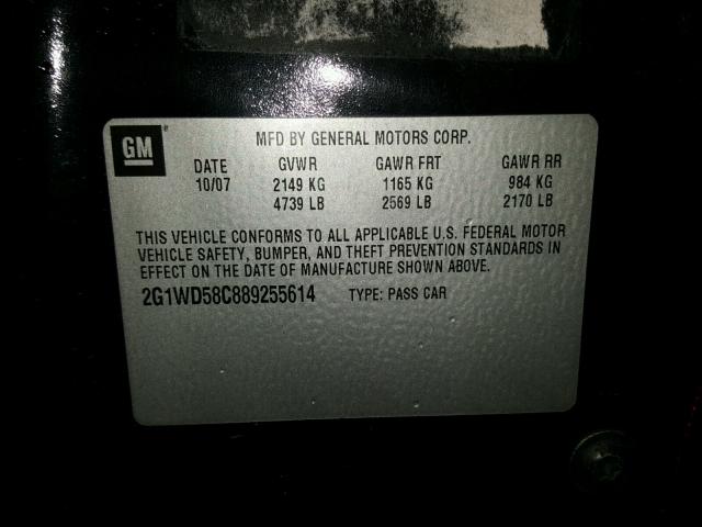 2G1WD58C889255614 - 2008 CHEVROLET IMPALA SUP 黑色 照片 10