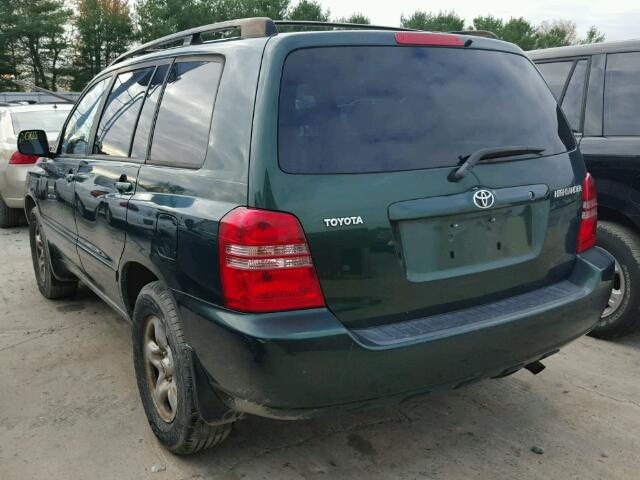 JTEGD21A120041760 - 2002 TOYOTA HIGHLANDER GREEN photo 3