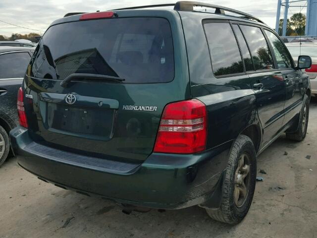 JTEGD21A120041760 - 2002 TOYOTA HIGHLANDER GREEN photo 4