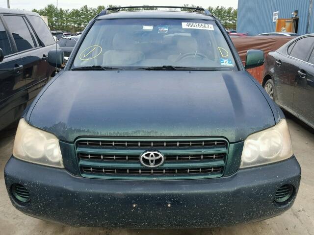 JTEGD21A120041760 - 2002 TOYOTA HIGHLANDER GREEN photo 9