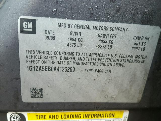 1G1ZA5EB0A4125269 - 2010 CHEVROLET MALIBU LS Boz foto 10