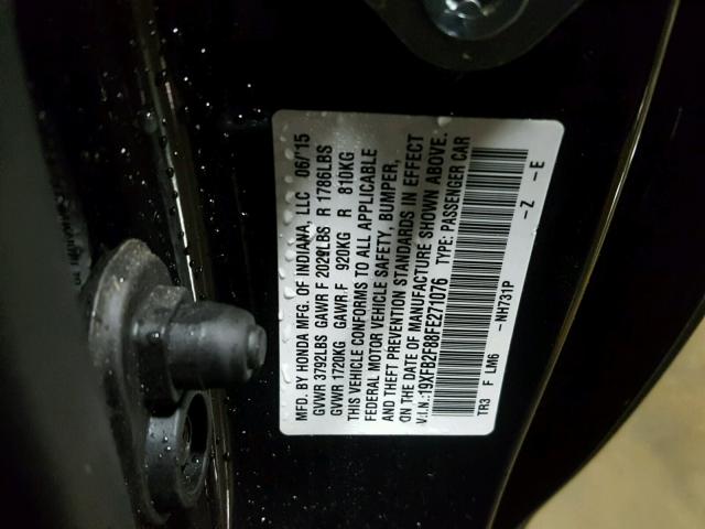 19XFB2F88FE271076 - 2015 HONDA CIVIC EX BLACK photo 10