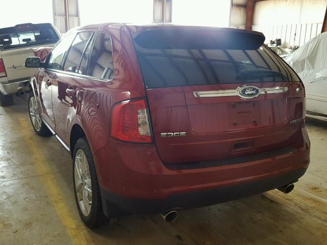 2FMDK3KC4DBC41080 - 2013 FORD EDGE LIMIT MAROON photo 3