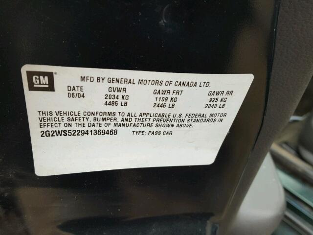 2G2WS522941369468 - 2004 PONTIAC GRAND PRIX GREEN photo 10