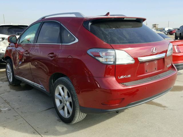 2T2ZK1BA8AC022327 - 2010 LEXUS RX 350 RED photo 3