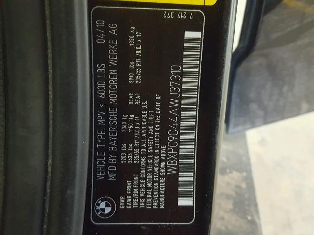 WBXPC9C44AWJ37310 - 2010 BMW X3 XDRIVE3 Schwarz Foto 10